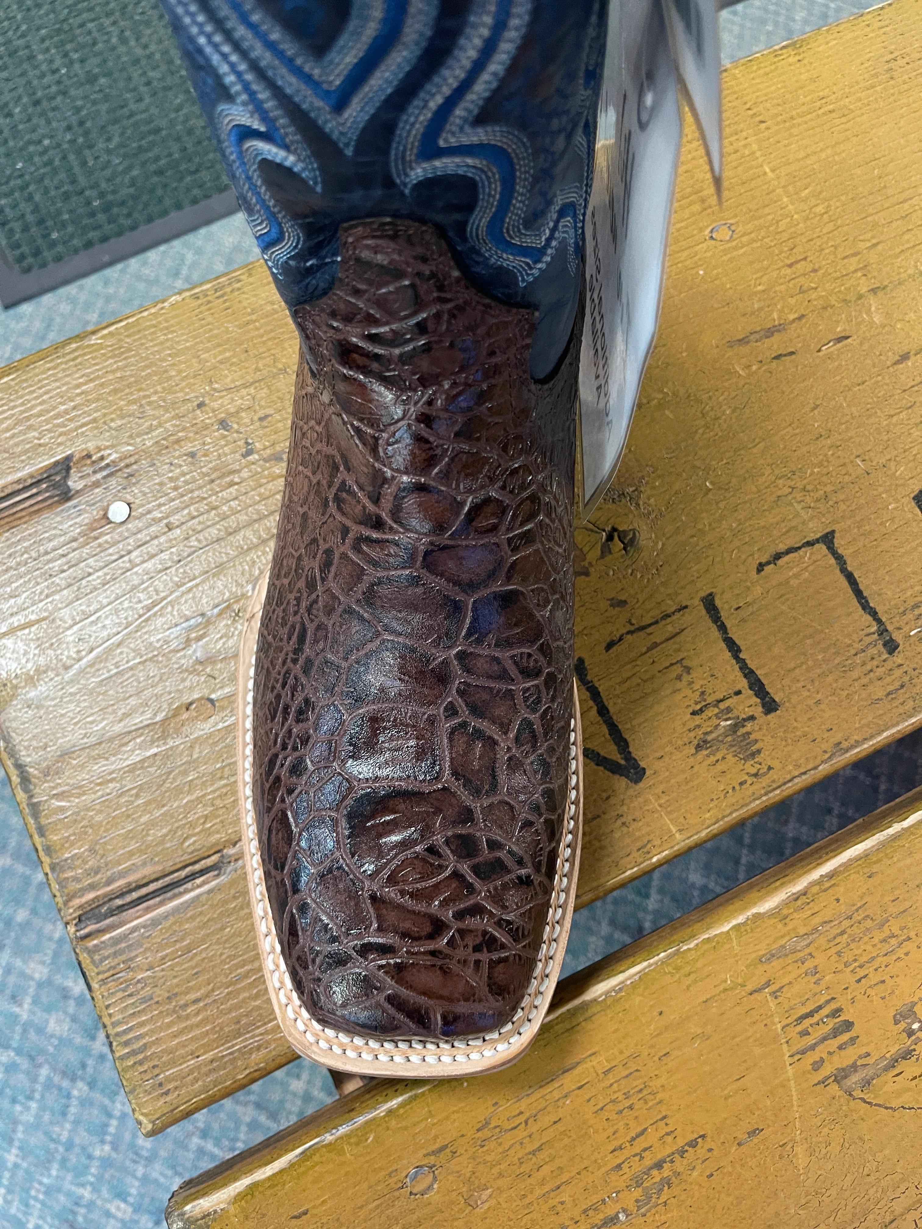 Men's Brown Sea Turtle Print Square Toe Boot 6044 - Image 2