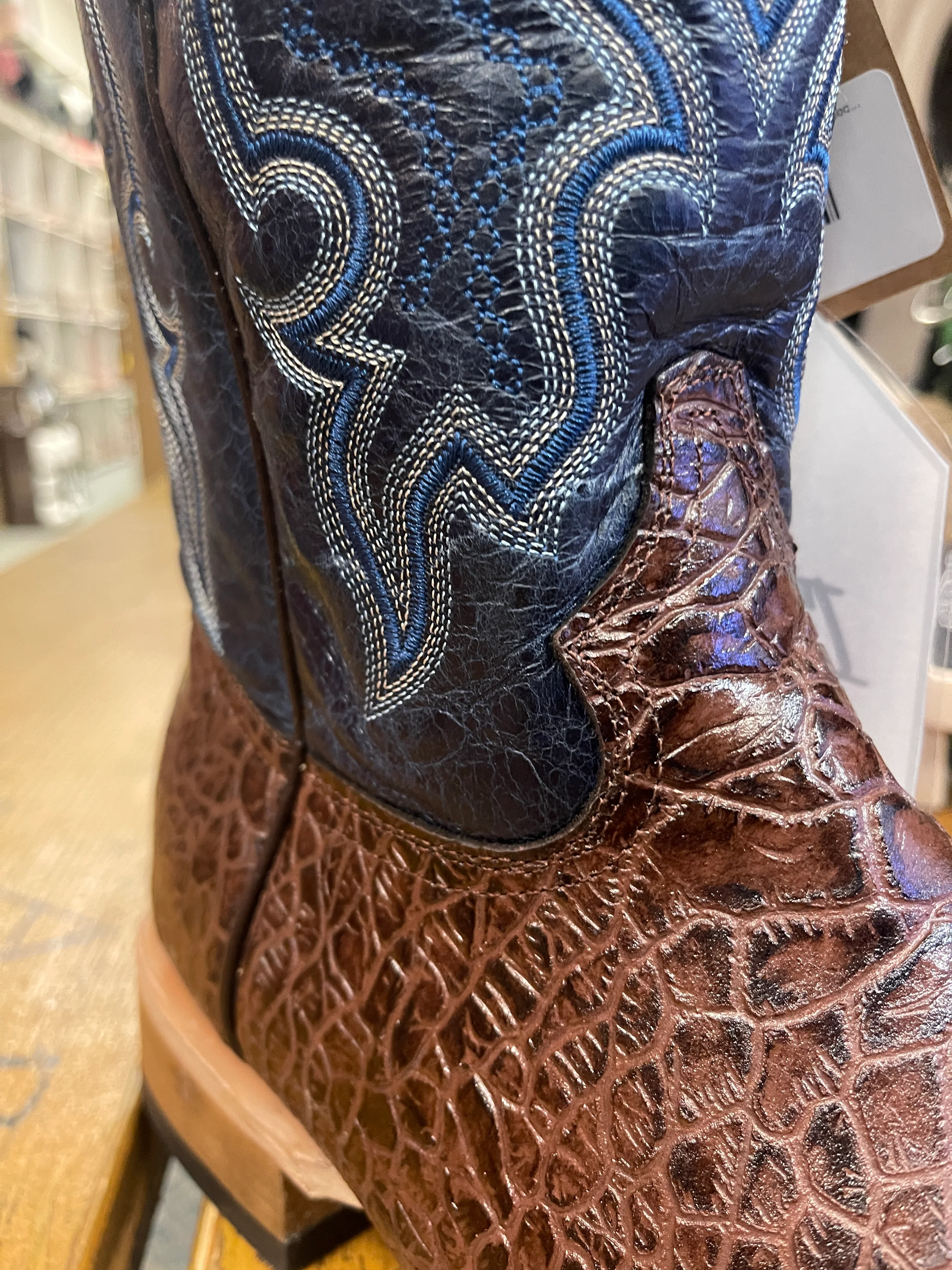 Men's Brown Sea Turtle Print Square Toe Boot 6044 - Image 3