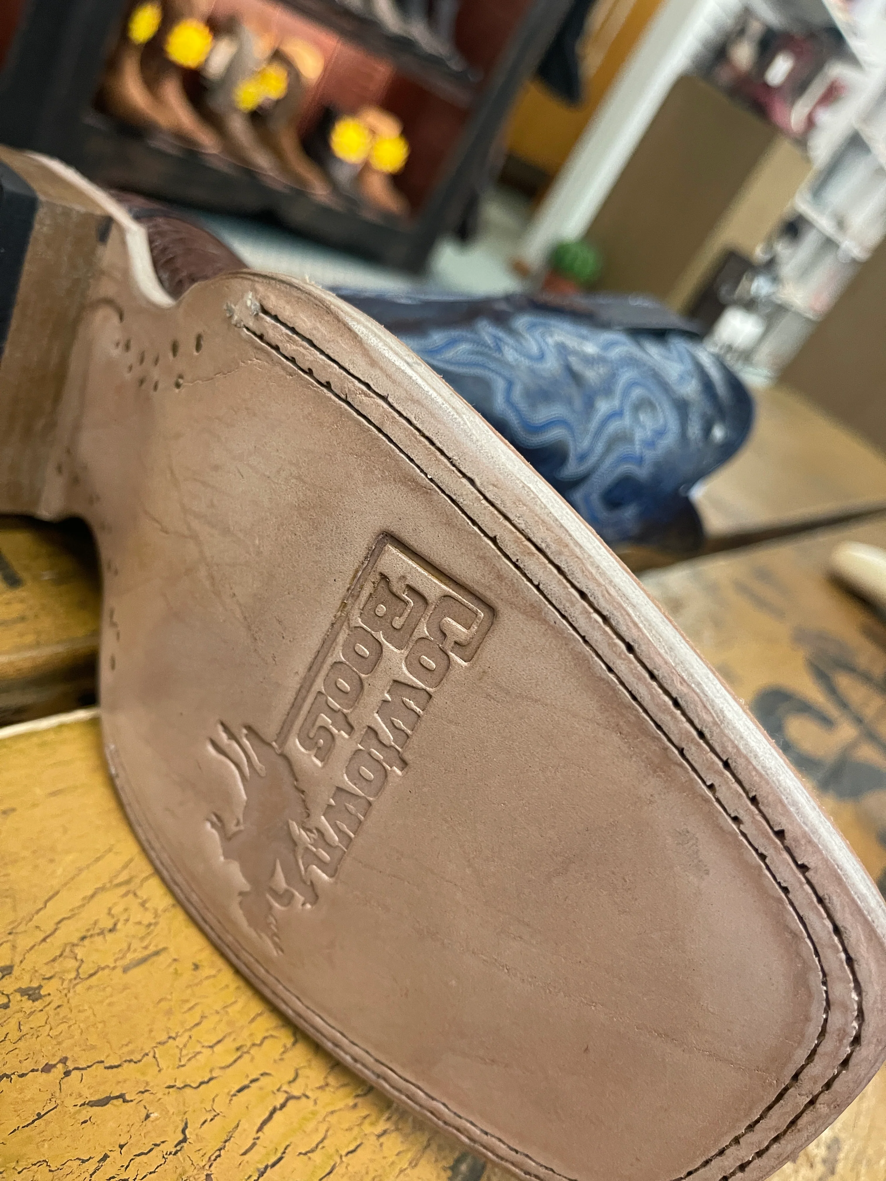 Men's Brown Sea Turtle Print Square Toe Boot 6044 - Image 4