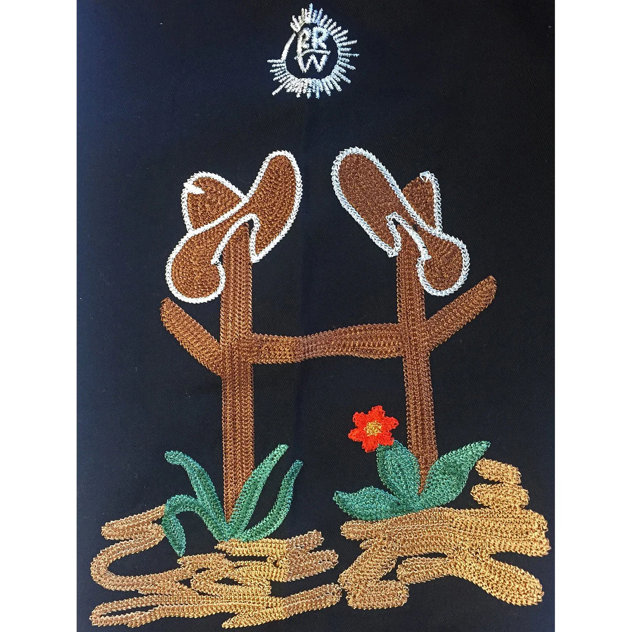 Men's Cactus & Cowboy Boots Embroidered Western Shirt in Black 6842-BLK - Image 3