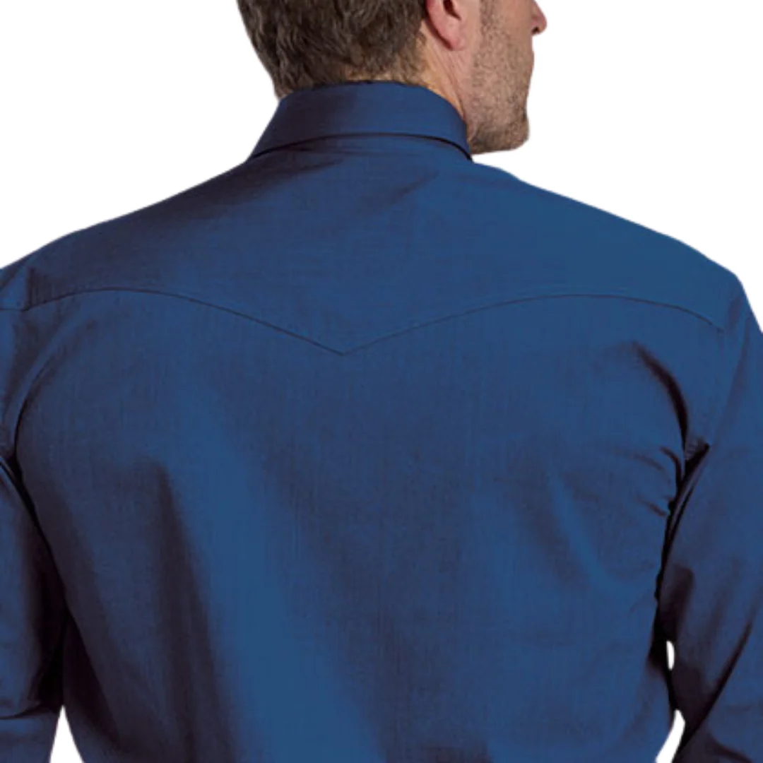 Men's Cobalt Solid Long Sleeve Pearl Snap Shirt - Image 2