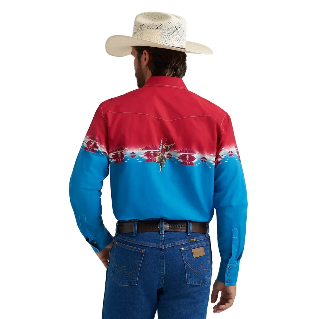 Men's Dip Dye Checotah® Long Sleeve Western Snap Horizontal Print Shirt 112379226 - Image 3