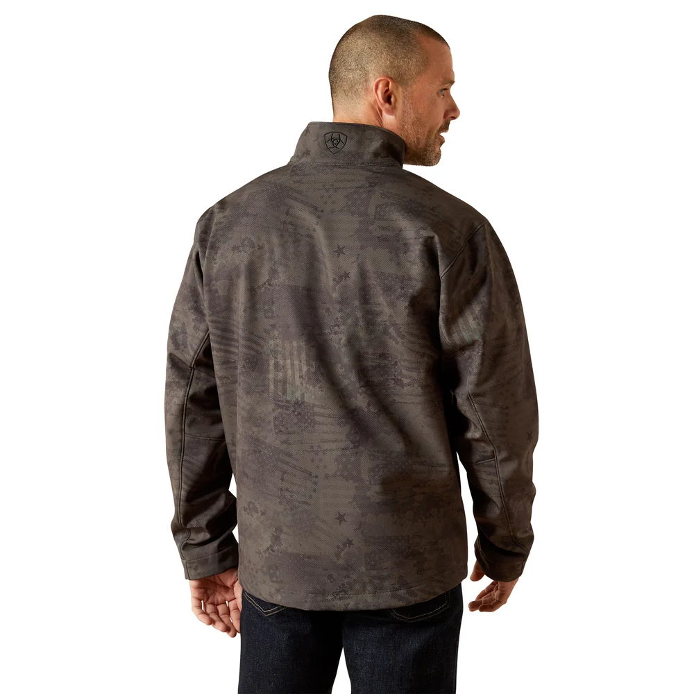 Men's Gray Patriot Flag Softshell Jacket 10062592 - Image 2