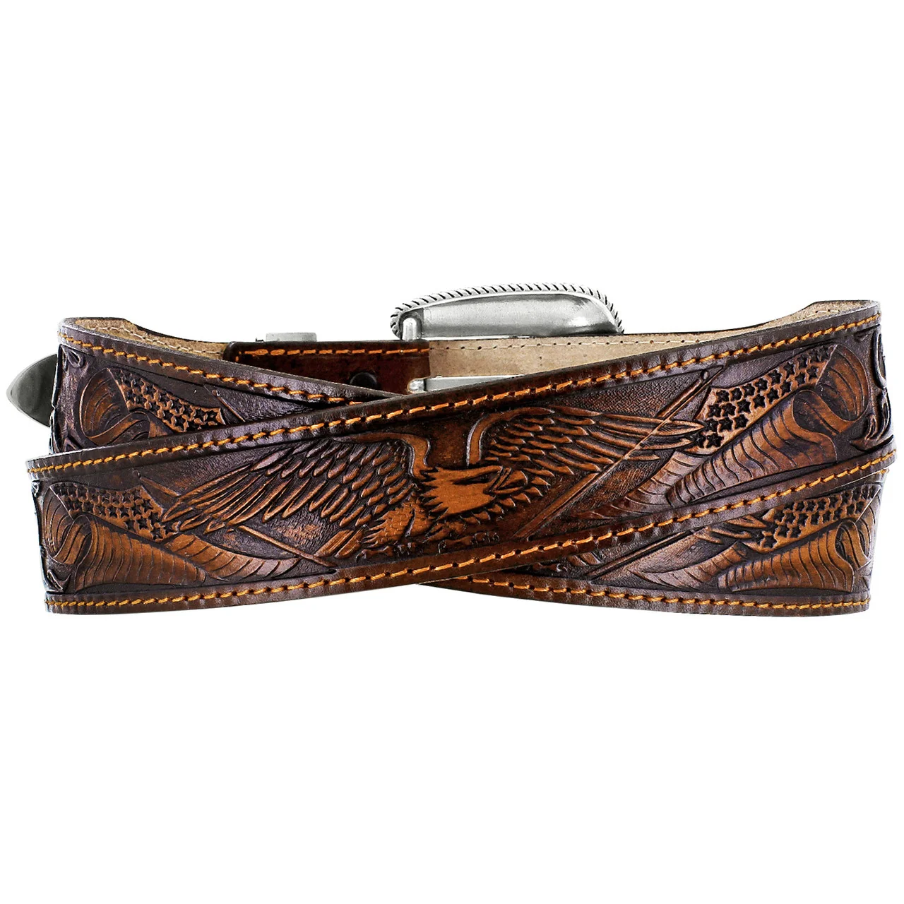 Men's Justin 1 1/2" Brown All American Leather Belt C13935 - Image 2