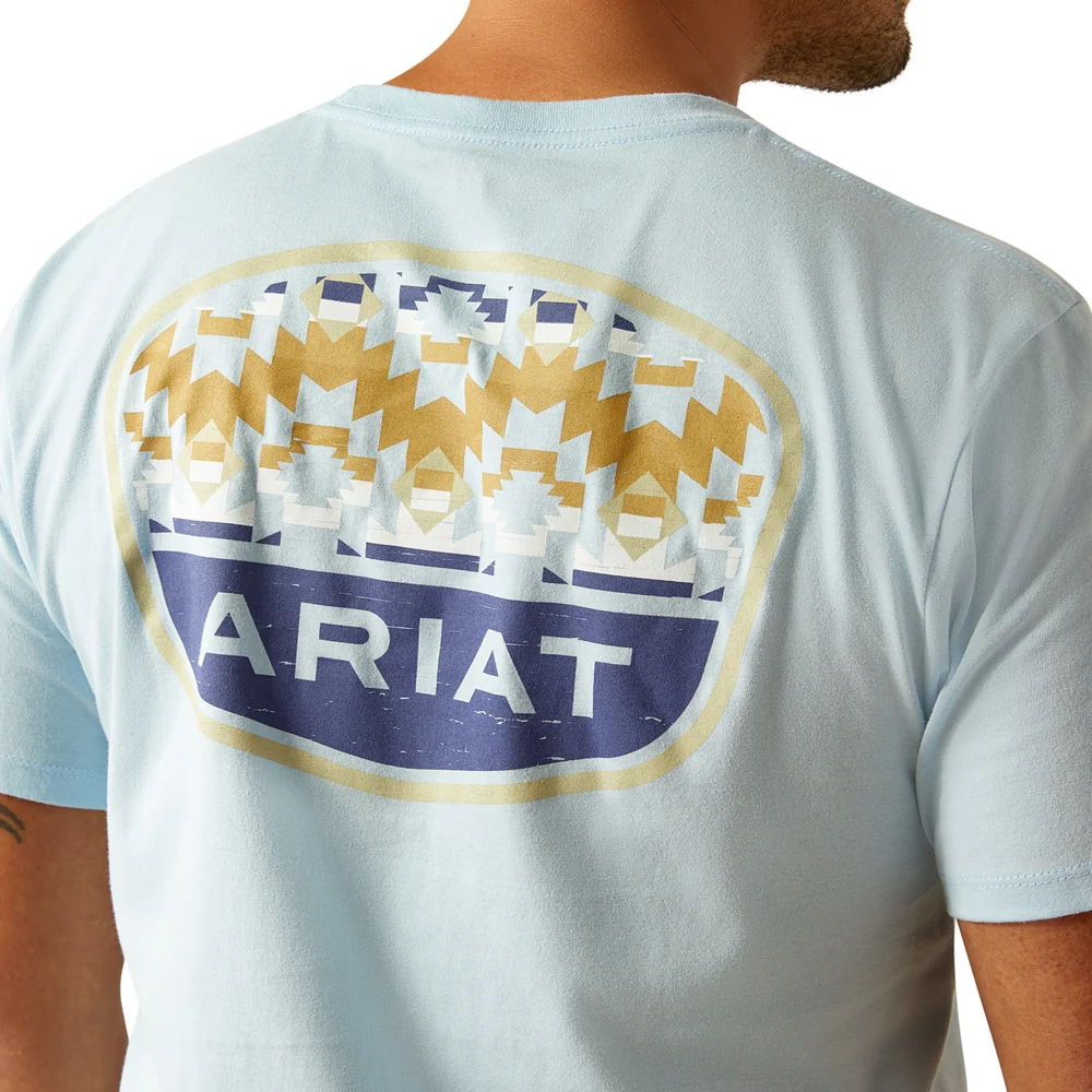Men's Light Blue Ariat Ogden Valley Badge T-Shirt - 10058898 - Image 3