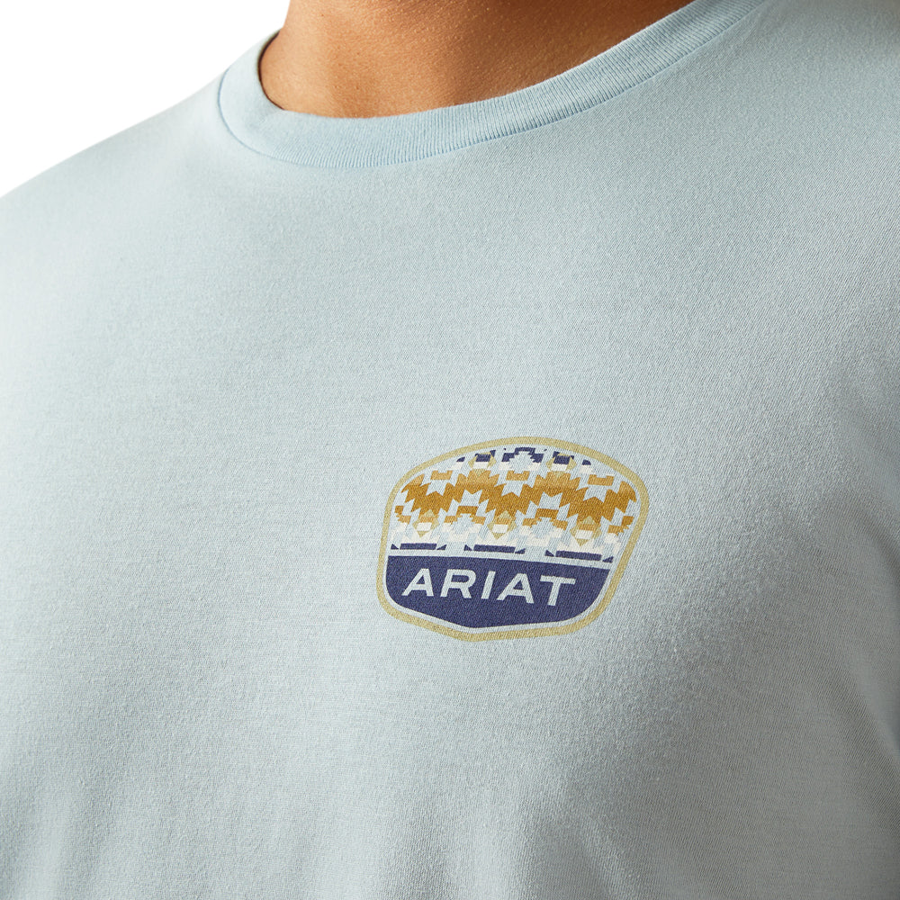 Men's Light Blue Ariat Ogden Valley Badge T-Shirt - 10058898 - Image 4