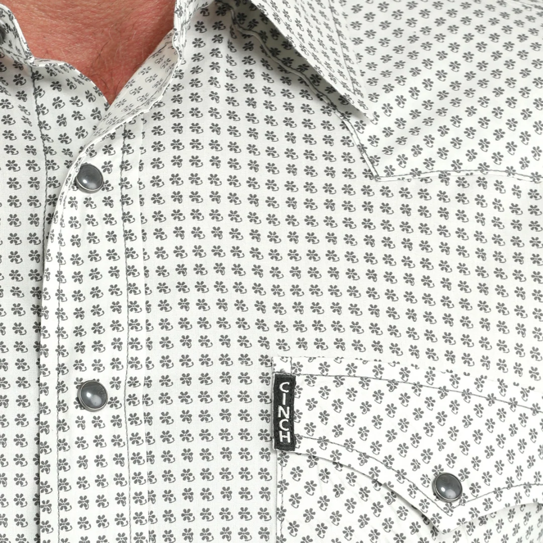 Men's Long Sleeve Cream Print Modern Fit Shirt MTW1303091 - Image 3