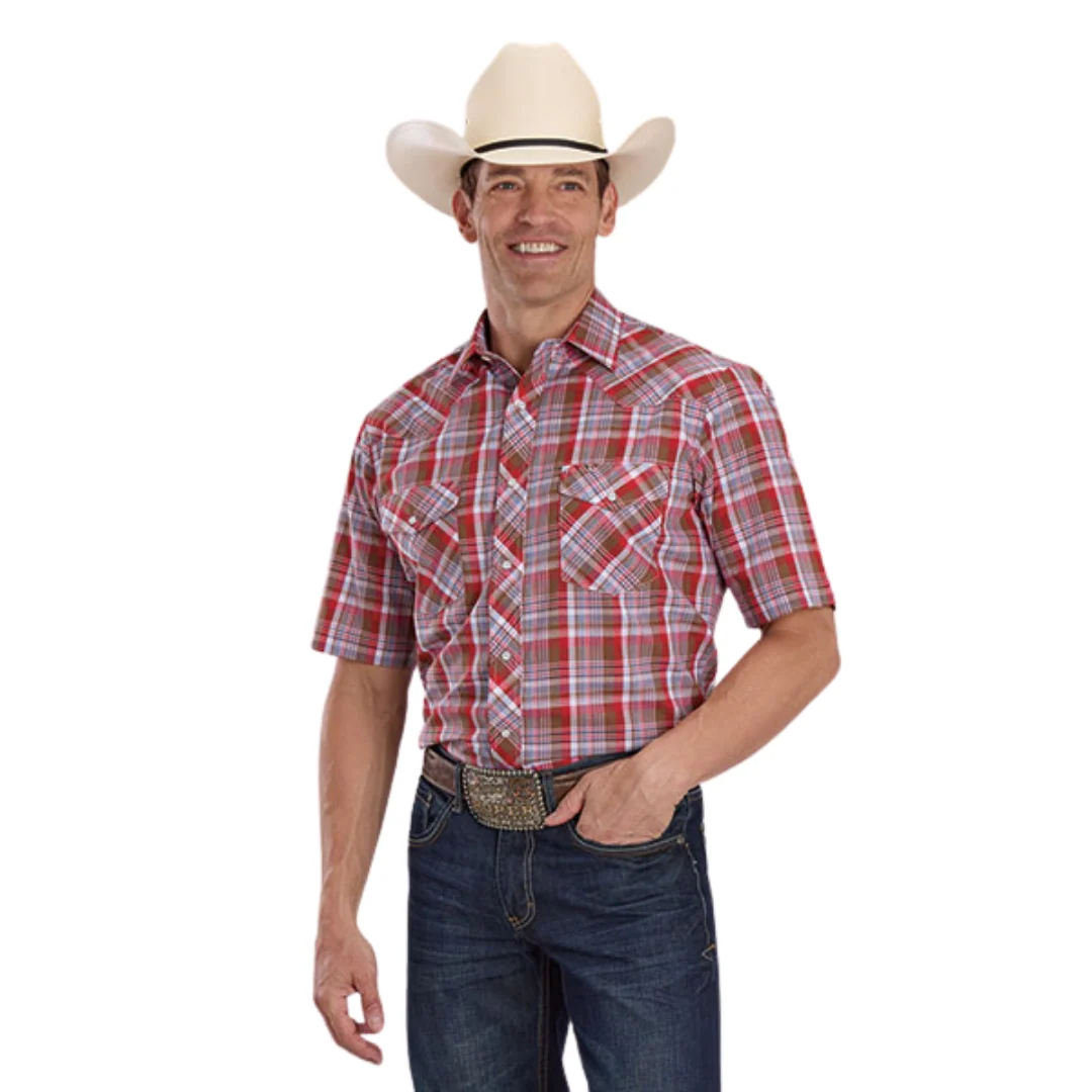 Men's Multi Color Plaid Snap Short Sleeve Shirt 01-002-0101-4068 BR