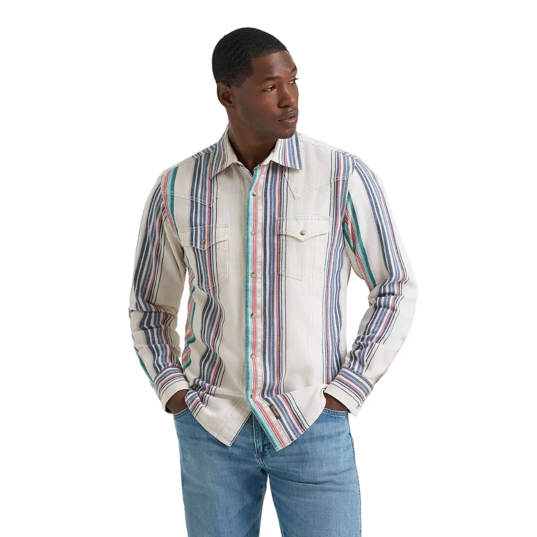 Men's Pastel Pop Wrangler Retro® Premium Stripe Western Snap Shirt 112378795