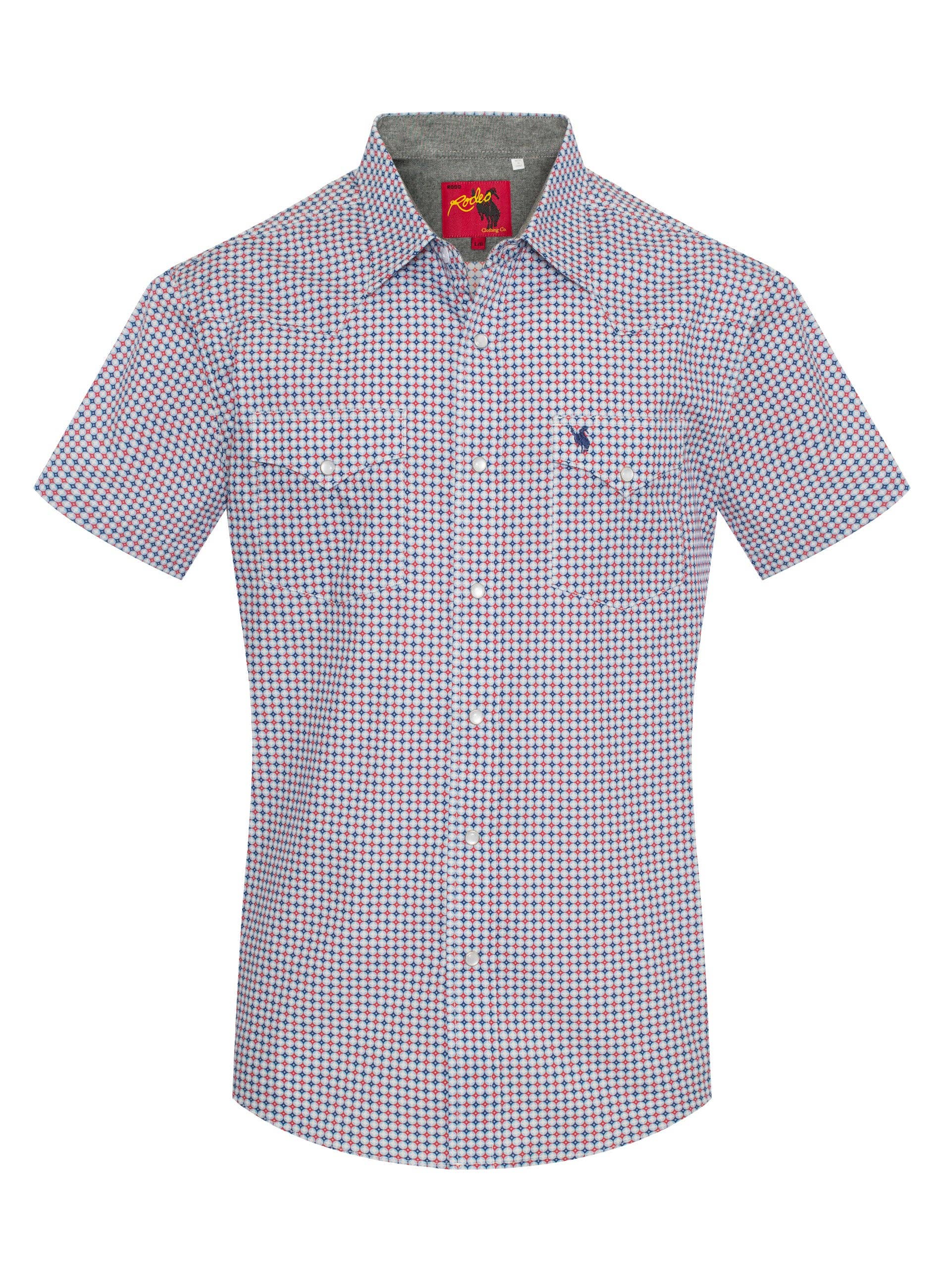 Men's Short Sleeve Pearl Snap Geo Print Shirt