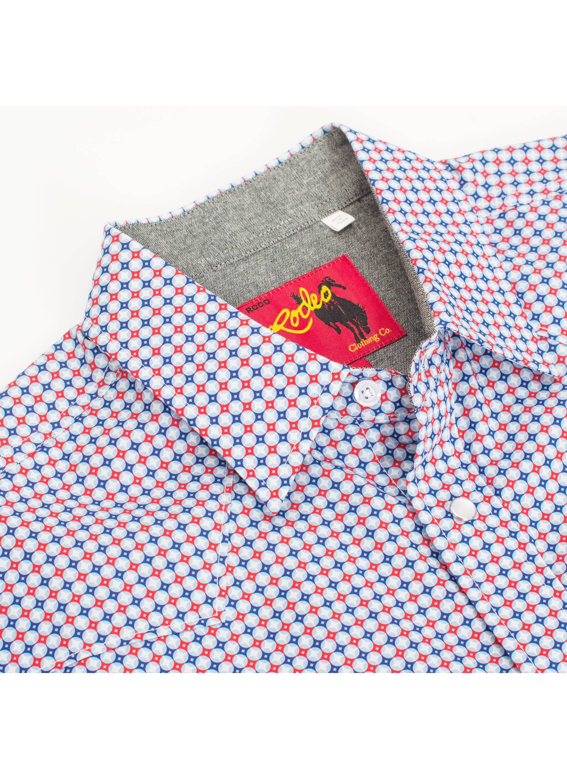 Men's Short Sleeve Pearl Snap Geo Print Shirt - Image 3
