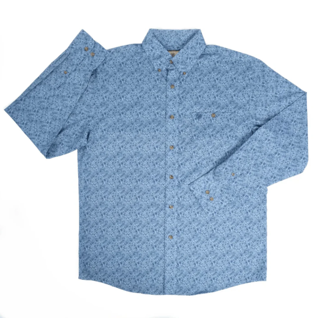Men's Slate Blue Classic Long Sleeve Relaxed Fit Shirt 112369441
