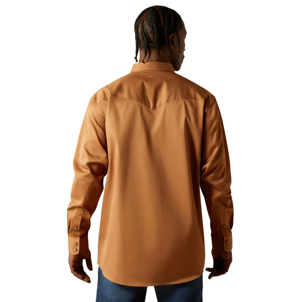 Men's Solid Twill Classic Fit Snap Shirt In Tan - 10062473 - Image 2