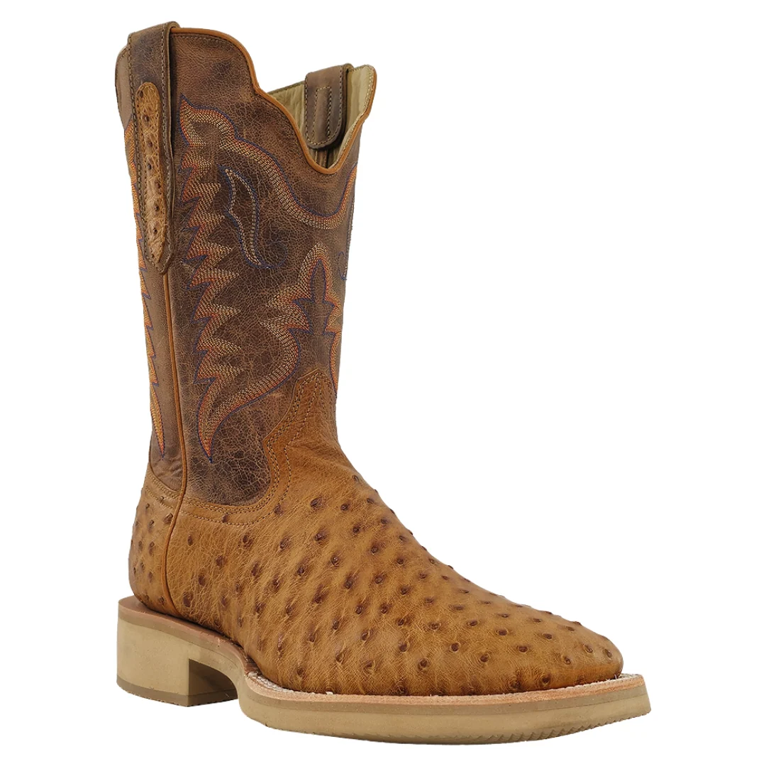 Men's Tan Goat Antique Saddle Full Quill Ostrich RW4540