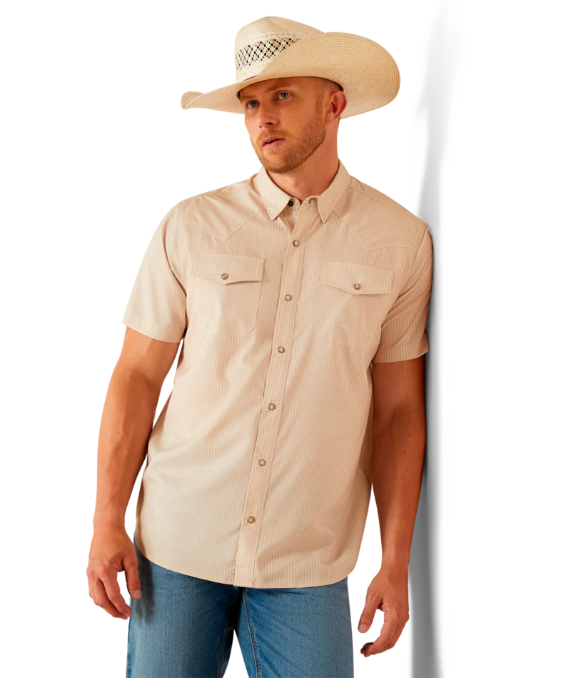 Tan VentTEK Western Fitted Short Sleeve Shirt