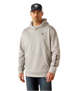 Men's Ariat Tek Fleece 2.0 Camo Pocket Hoodie in Gray Heather 10052021 - Image 2