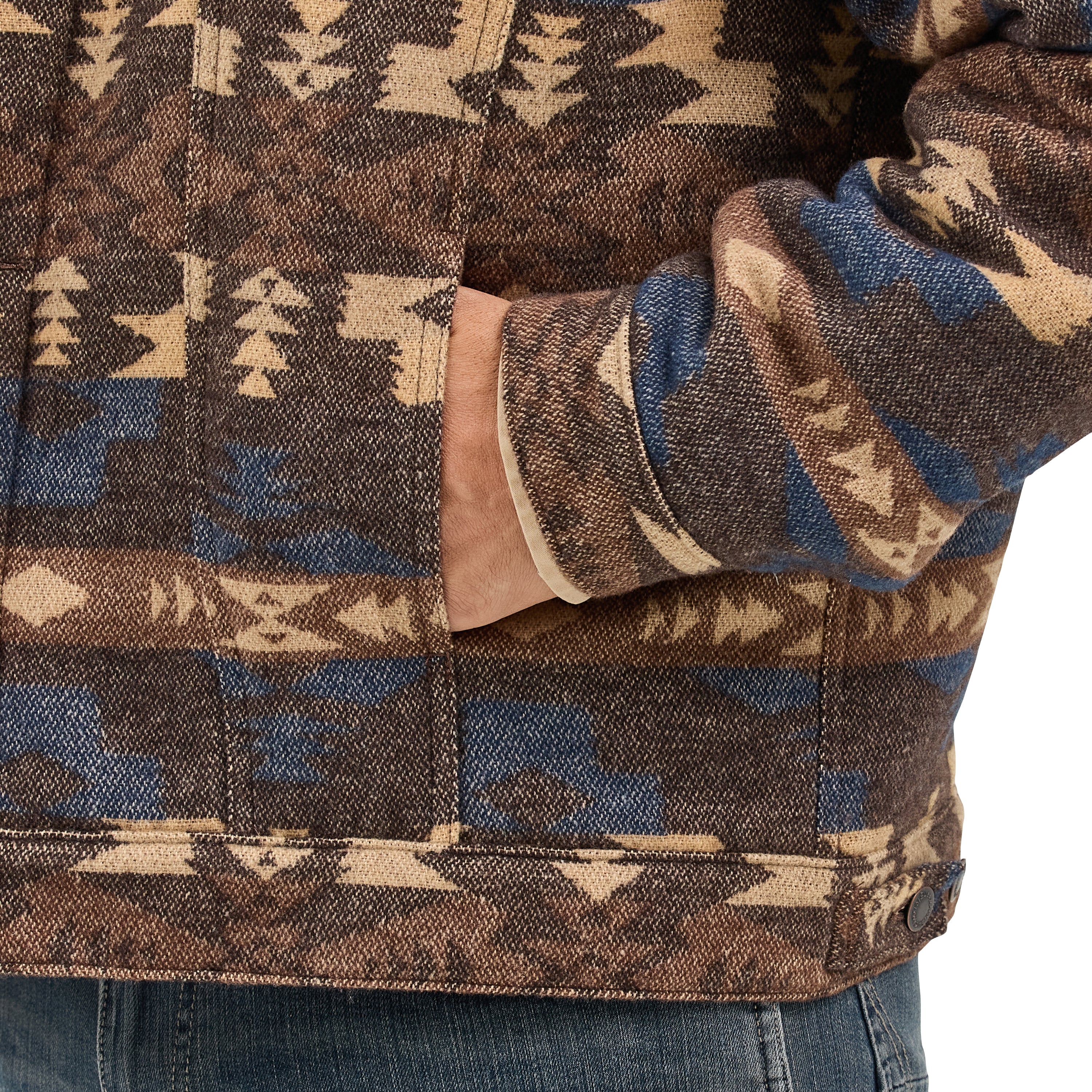 Men's Wrangler® Jacquard Jacket - Sherpa Lined 112368213 - Image 3