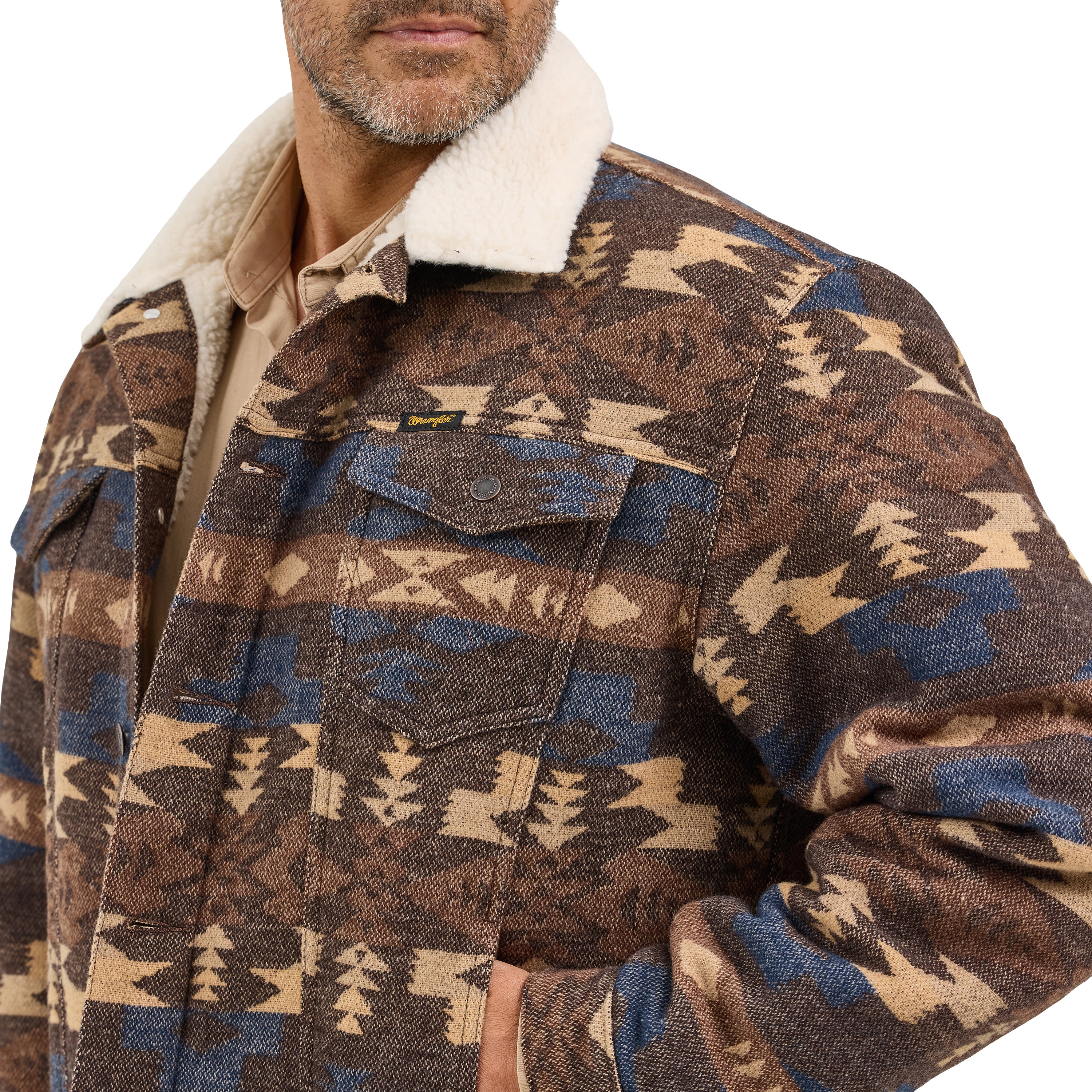 Men's Wrangler® Jacquard Jacket - Sherpa Lined 112368213 - Image 4