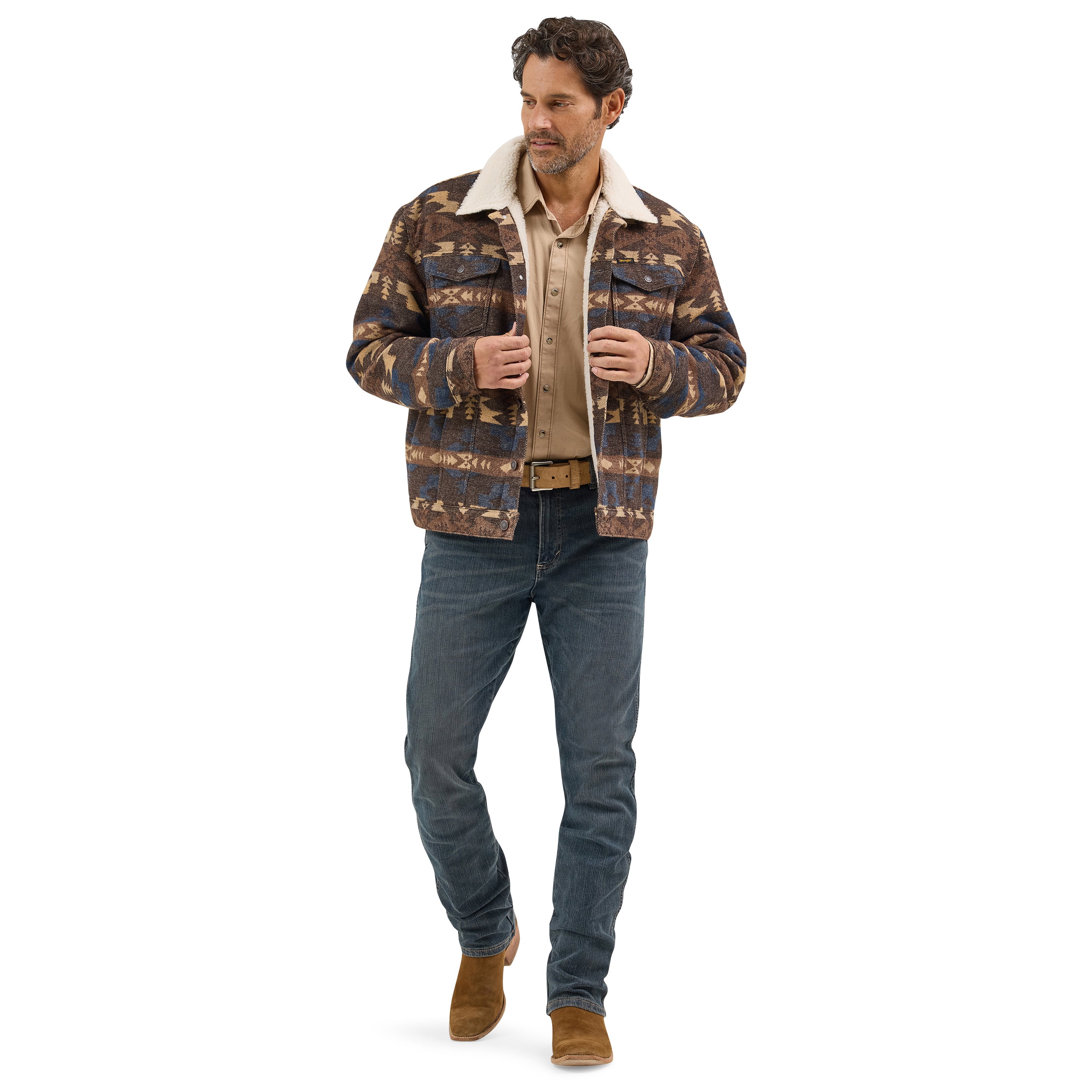 Men's Wrangler® Jacquard Jacket - Sherpa Lined 112368213 - Image 5