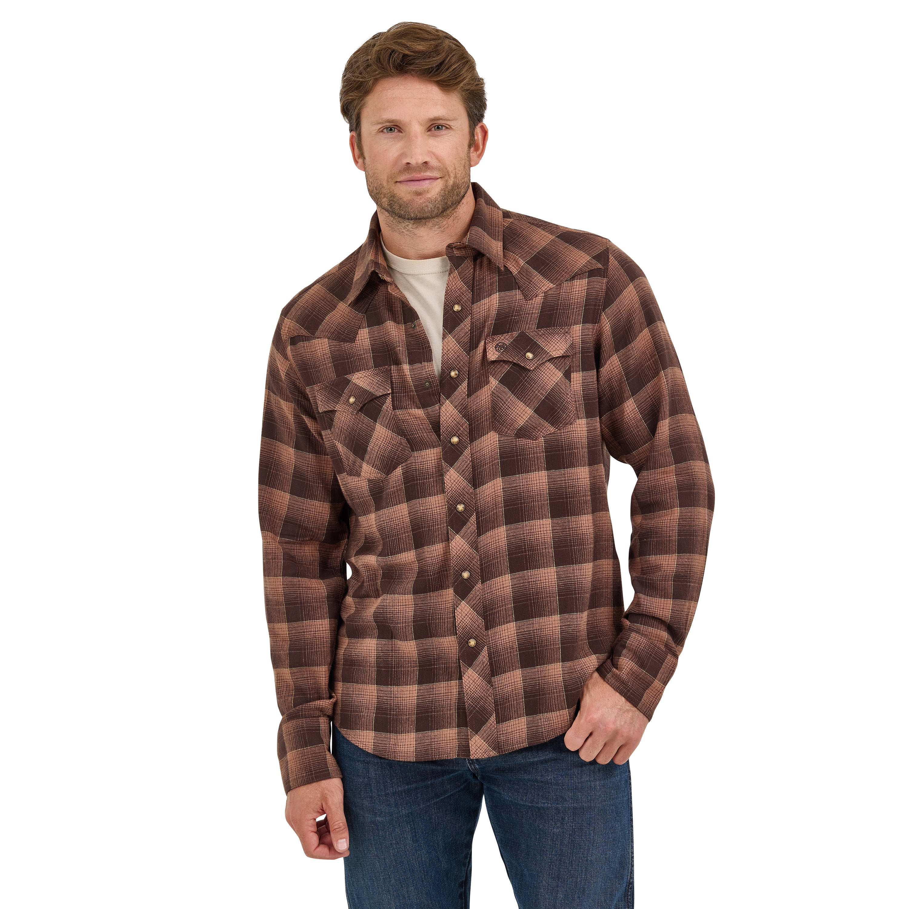 Men's Wrangler Retro® Flannel Long Sleeve Snap Shirt - Modern Fit 112368072