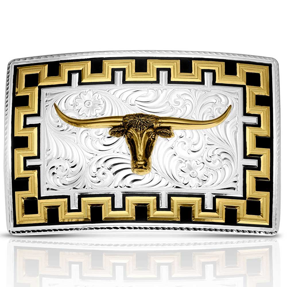 Montana Silversmiths Honor and Grit Buckle with Longhorn 55510-767M