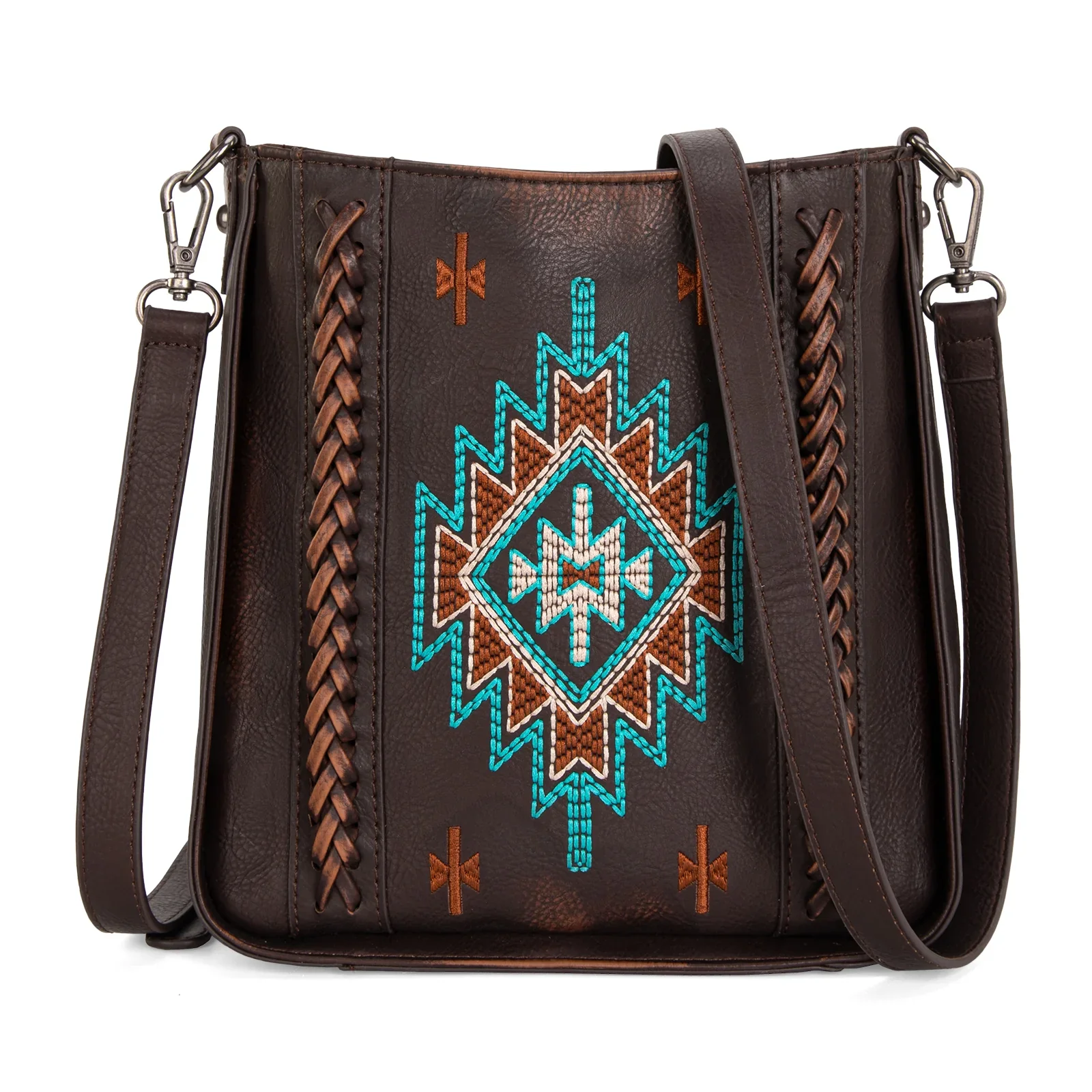 Montana West Embroidered Aztec Crossbody - Coffee MW1317-8360