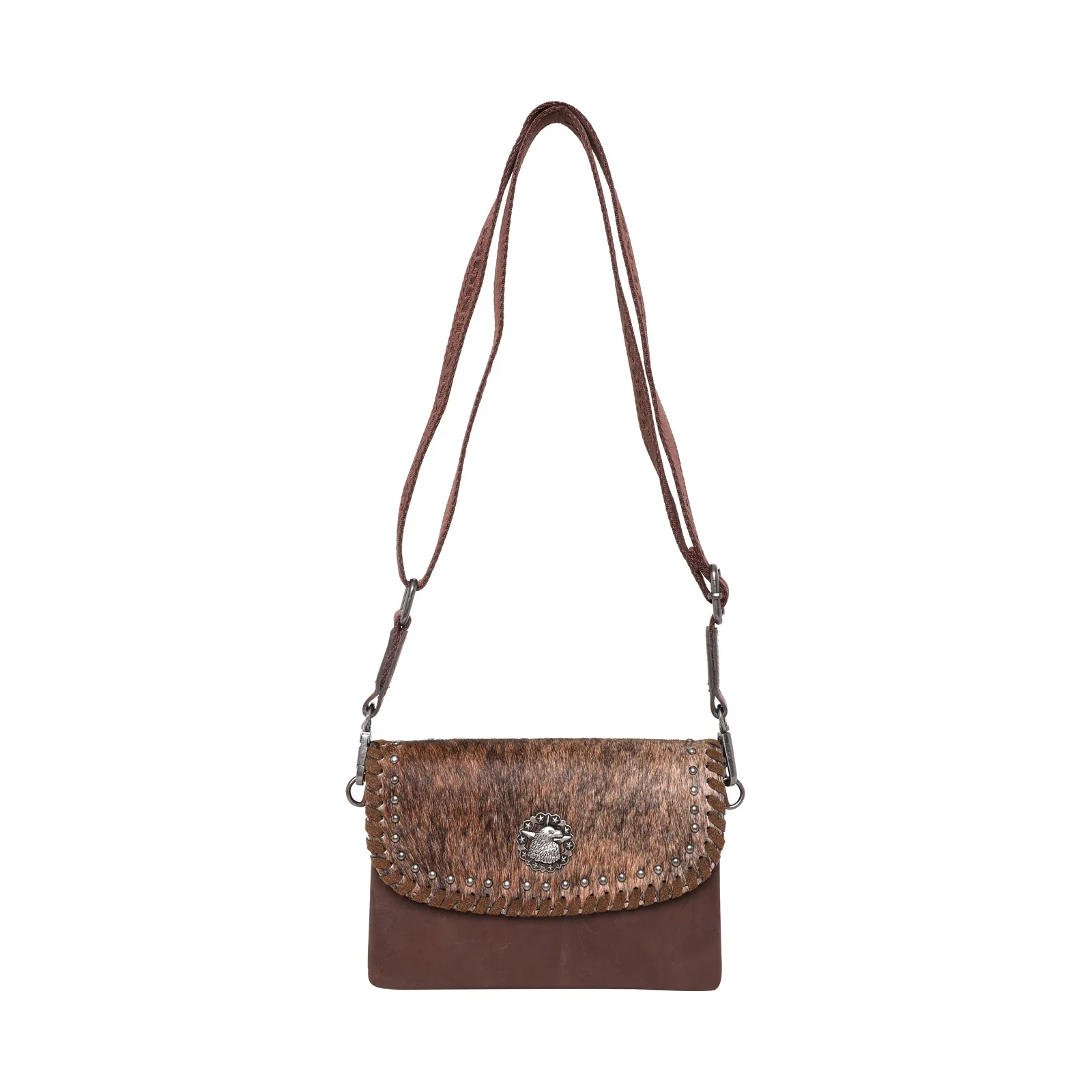 Montana West Coffee Genuine Leather Hair-On Crossbody RLL-017