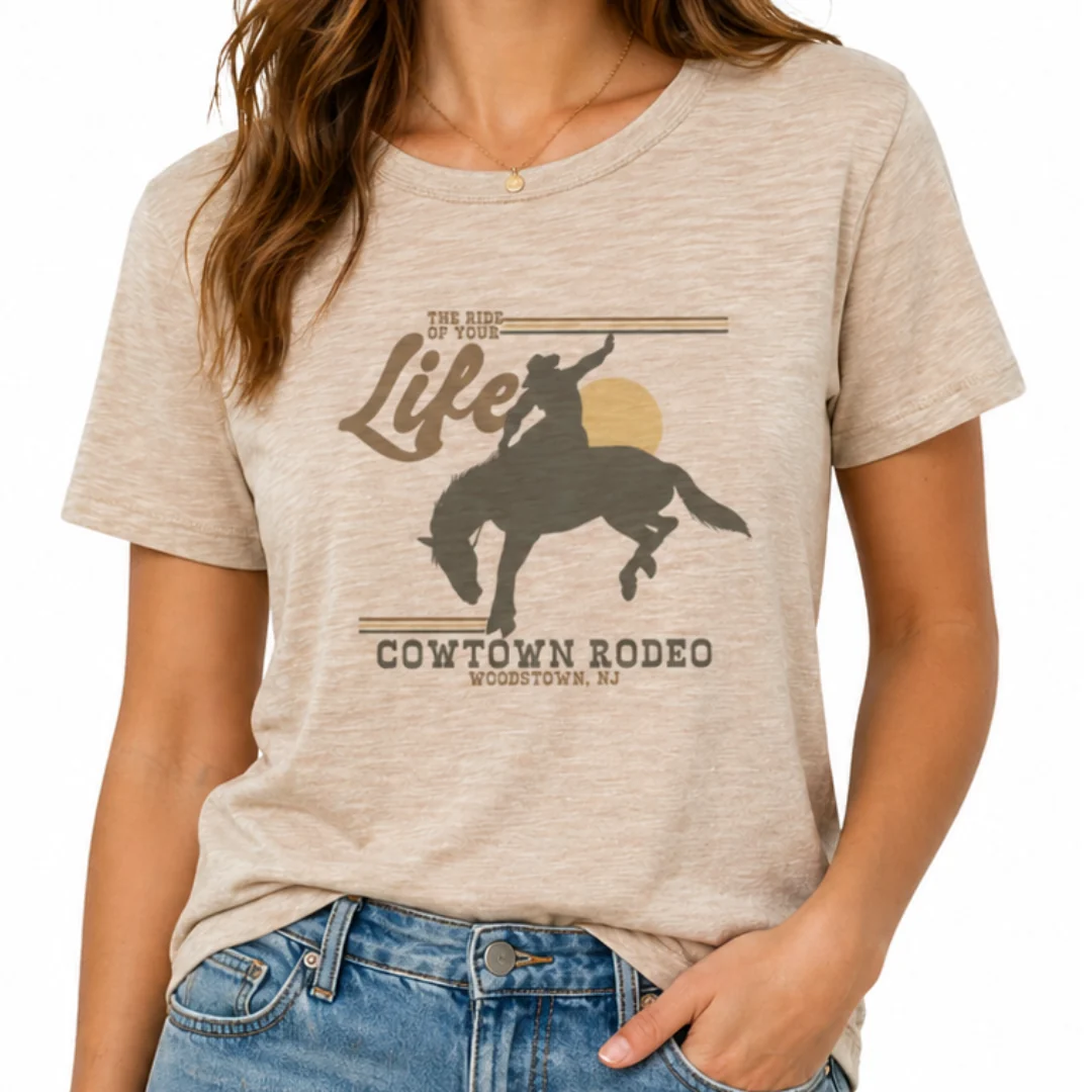 The Ride Of Your Life Cowtown Rodeo Natalie Slub Tee In Color Atmosphere