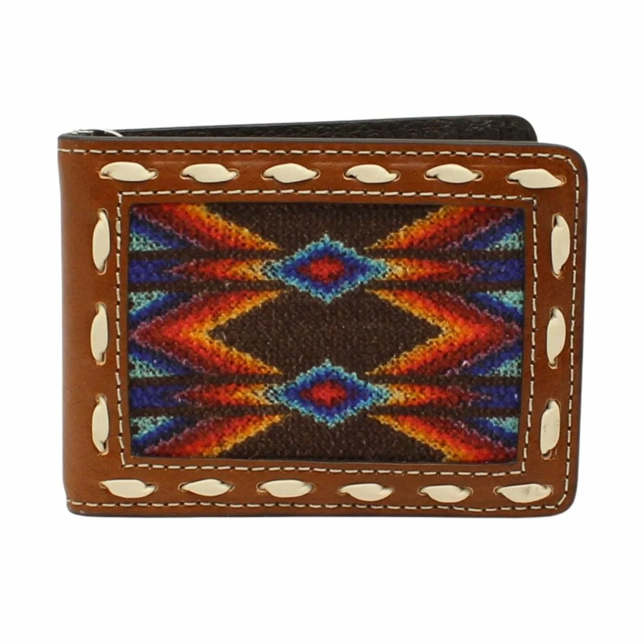 Nocona Bifold Money Clip Style Aztec Fabric Inlay Wallet N500005297