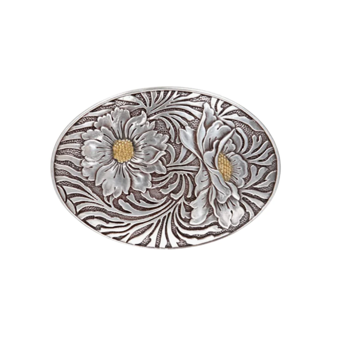 Oval Sunflower Engraving Belt Buckle 1793