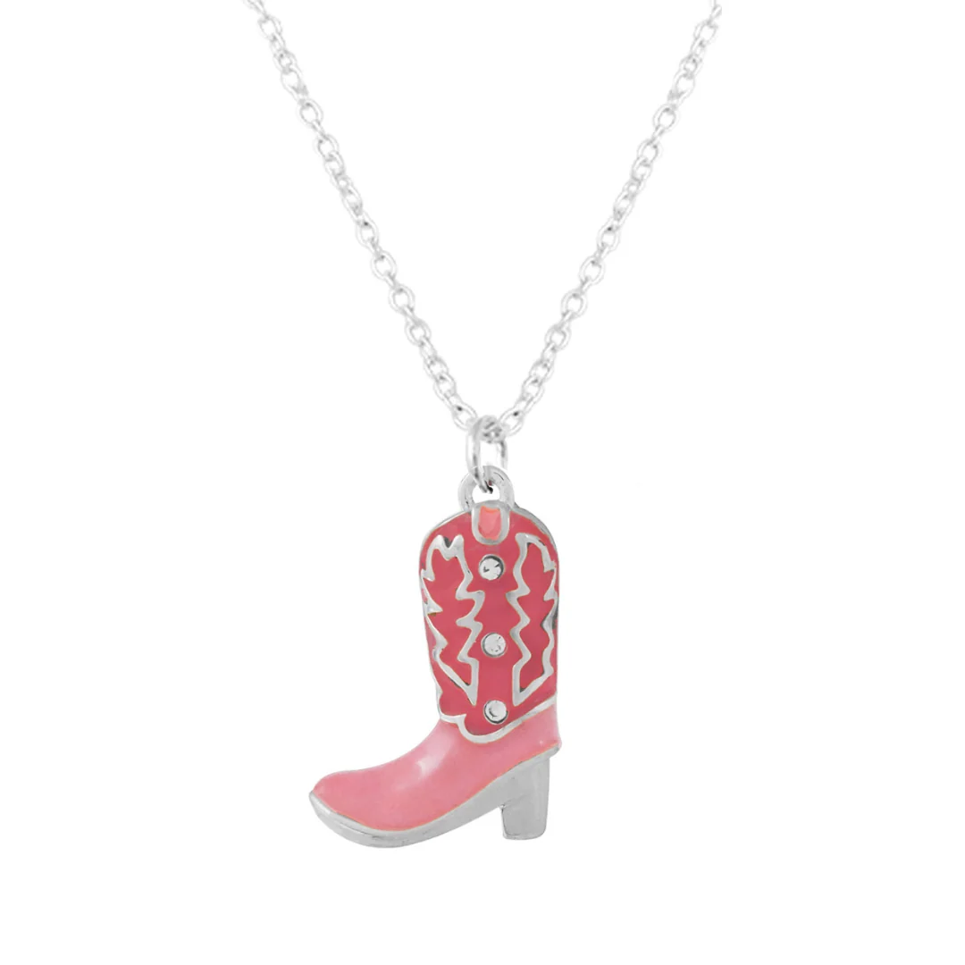 Pink Cowboy Boot 3D Epoxy Necklace AN3155-SMT