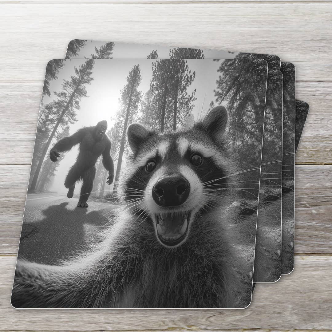 Raccoon Selfie Sasquatch Sticker | Funny Cryptid Vinyl Stick