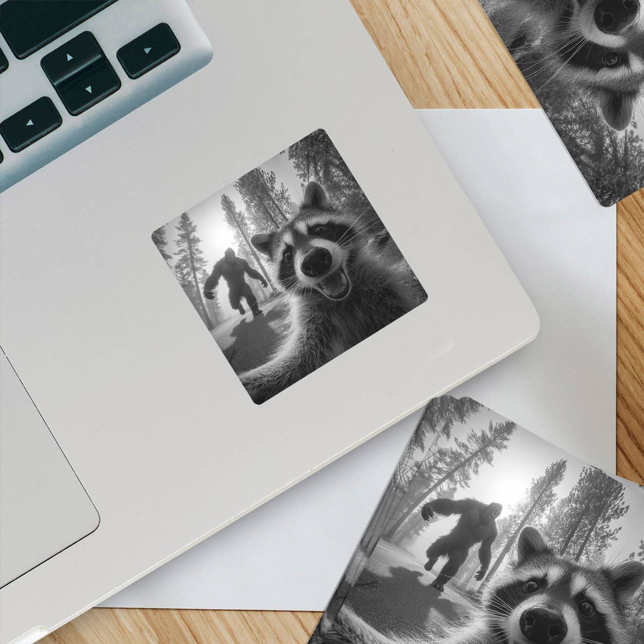 Raccoon Selfie Sasquatch Sticker | Funny Cryptid Vinyl Stick - Image 5