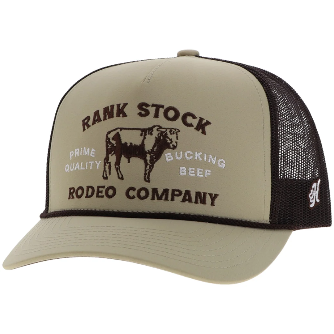 Rank Stock Tan / Brown 5-Panel Trucker with Brown Stitching 2562T-TNBR