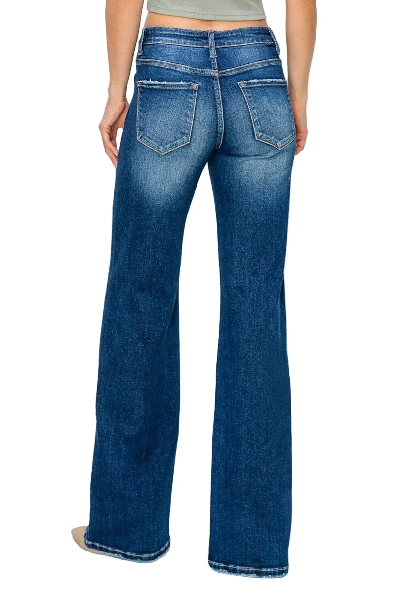 Mid Rise Side Star Print Detail Straight Jeans (Plus Size) RDP5596X - Image 4