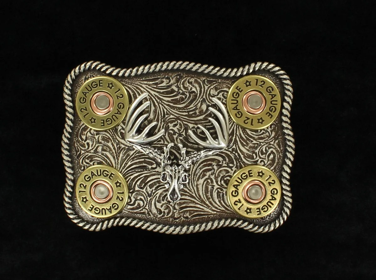 Rectangle Shotgun Shell Deer Skull Buckle by Nocona 37526 - Image 2