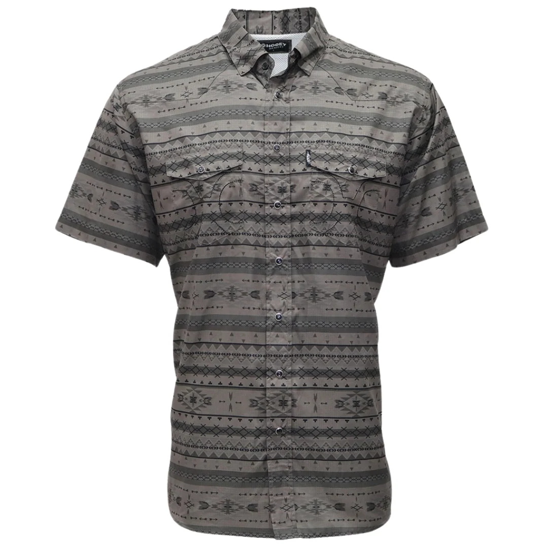 Sol Dark Gull Grey / Phantom Aztec Pattern Short Sleeve Pearl Snap HT1861CHCD