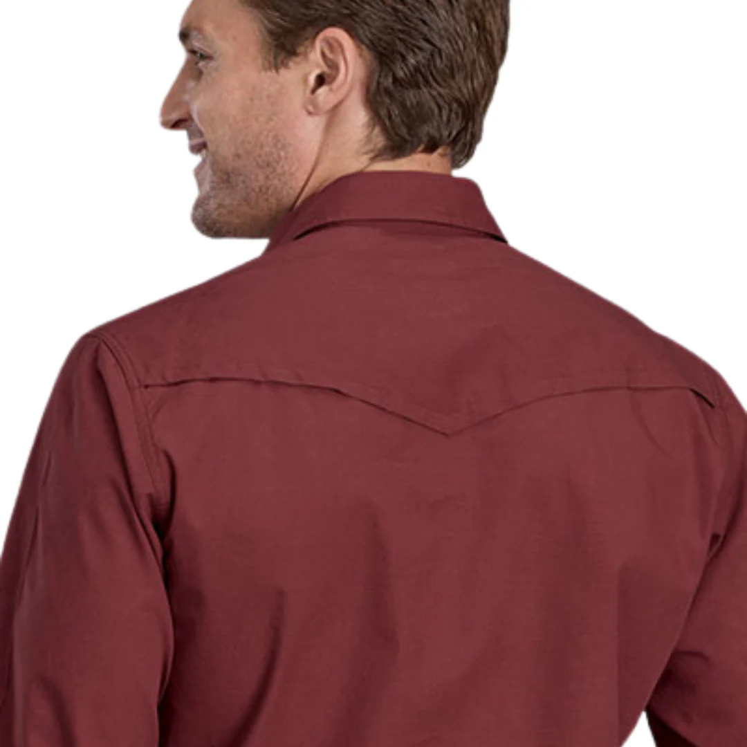 Solid Poplin Red Performance Snap Long Sleeve Shirt - Image 3