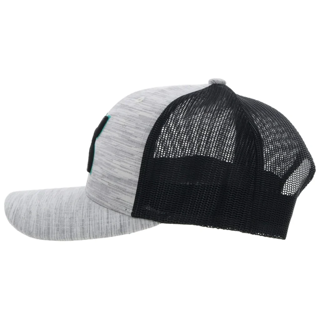"Sterling" Hooey Grey / Black 6-Panel Trucker with Black / Teal Hooey Logo - 2217T-GYBK - Image 3