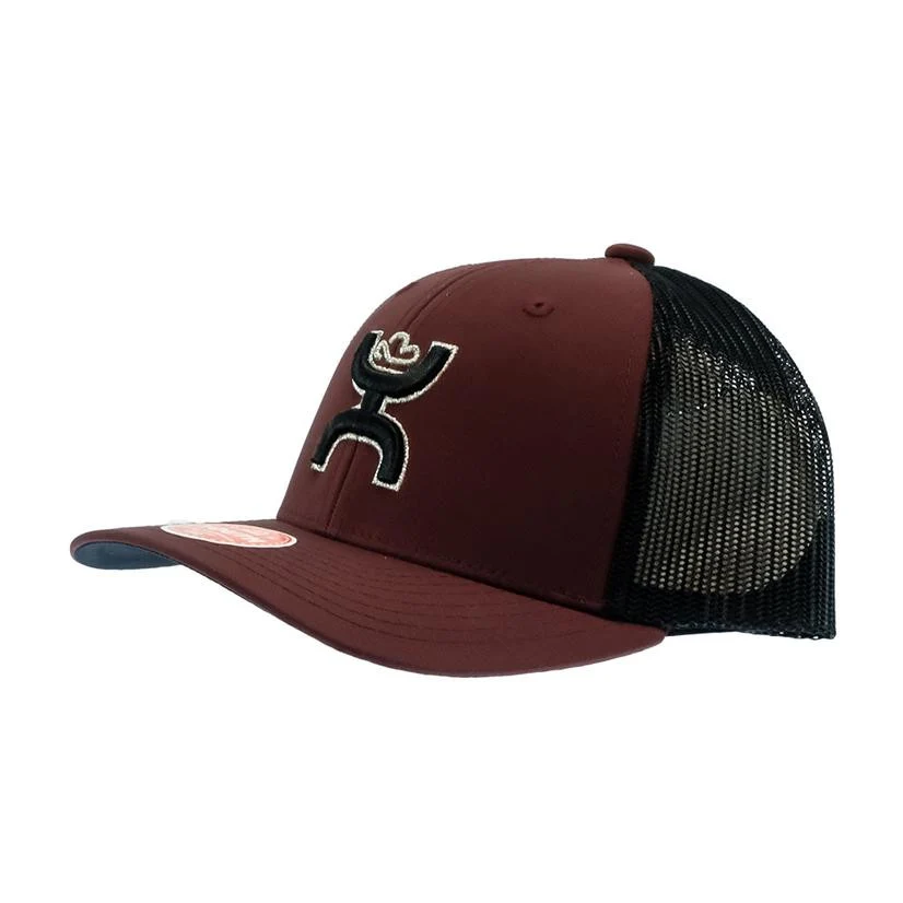 "Sterling" Hooey Maroon / Black 6-Panel Trucker with Black / Silver Hooey Logo - Youth - 2206T-MABK-Y