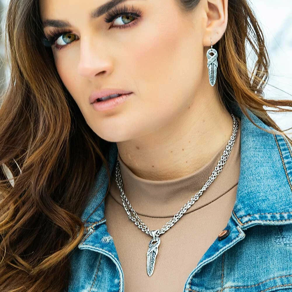 Strength Within Feather Necklace By Montana Silversmiths NC4839 - Image 2