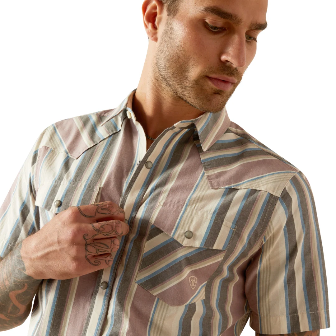 Striped Hughie Retro Fit Short Sleeve Snap Shirt - Image 2