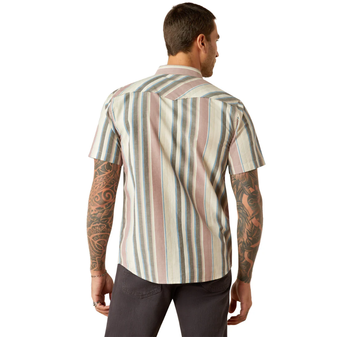 Striped Hughie Retro Fit Short Sleeve Snap Shirt - Image 3