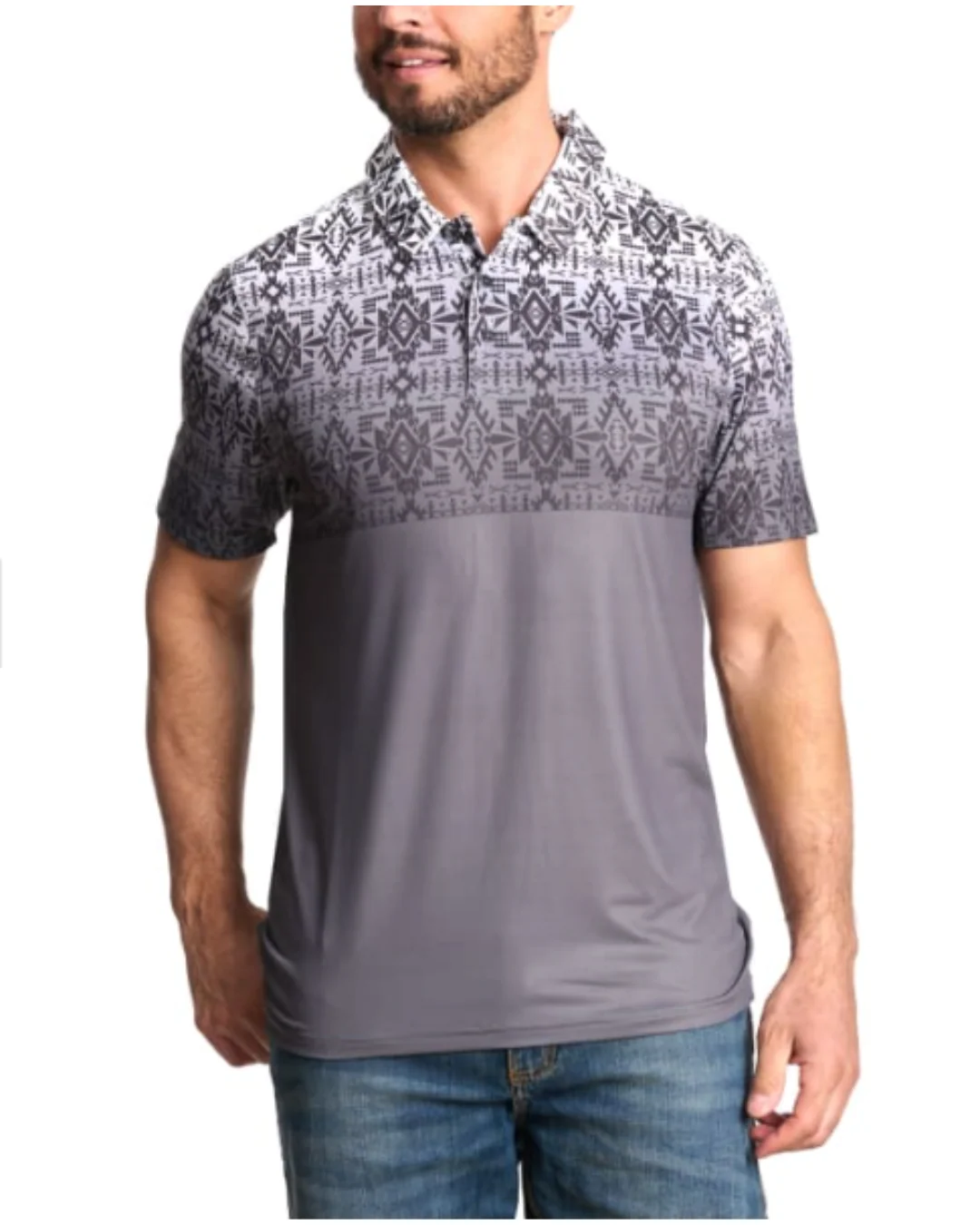 The Weekender Aztec Grey Short Sleeve Polo