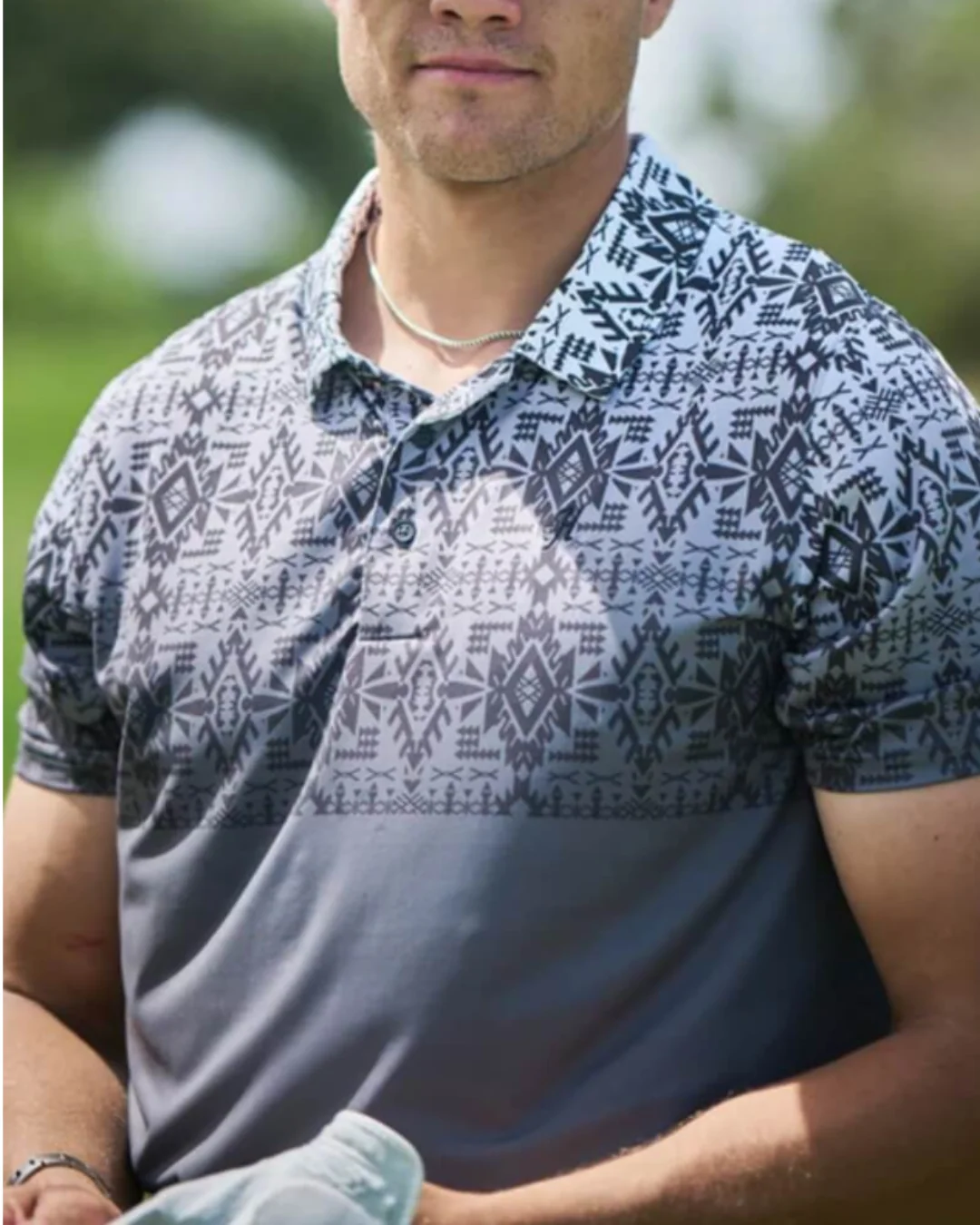 The Weekender Aztec Grey Short Sleeve Polo - Image 4