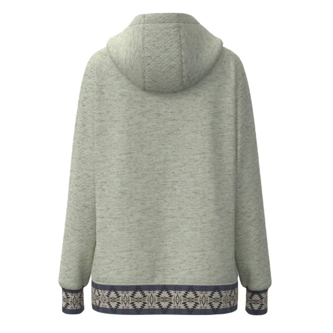 Trophy Ladies Oatmeal Quilted Hoodie - HH1362CR - Image 2
