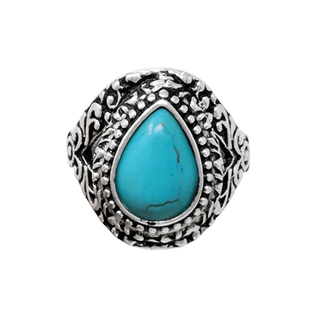 Western Filigree with Glass Stone Ring AR0686-ASTQ