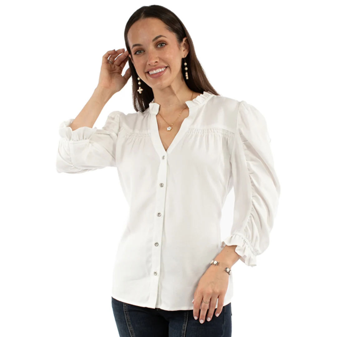 White Button Front Blouse HC974