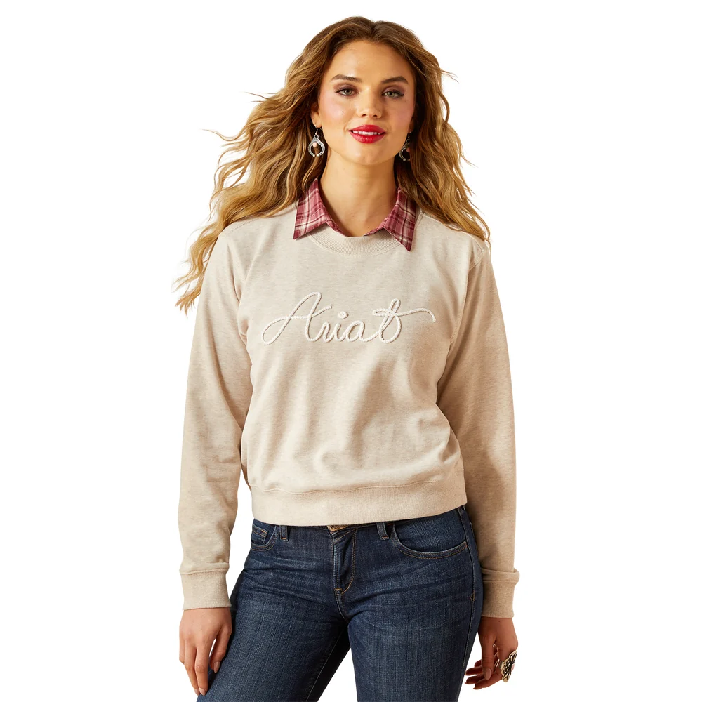 Women's Ariat Essential Crew Sweatshirt In Oatmeal - 10062736