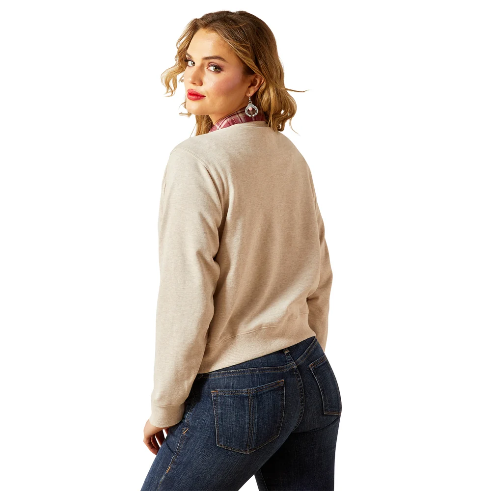 Women's Ariat Essential Crew Sweatshirt In Oatmeal - 10062736 - Image 2
